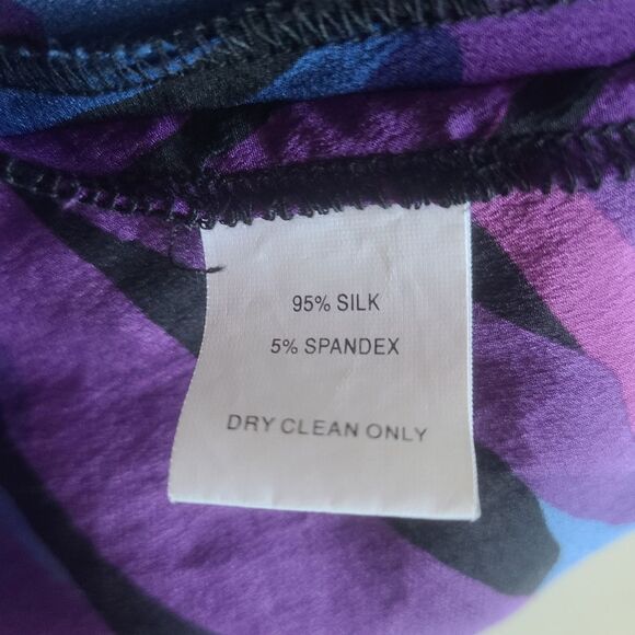 trina turk stretch silk wrap blouse long sleeve womens size M - Picture 6 of 7